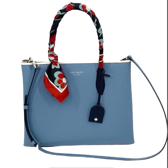 Kate Spade Blue Shoulder Bag with Scarf Accent - Picture 1 of 9